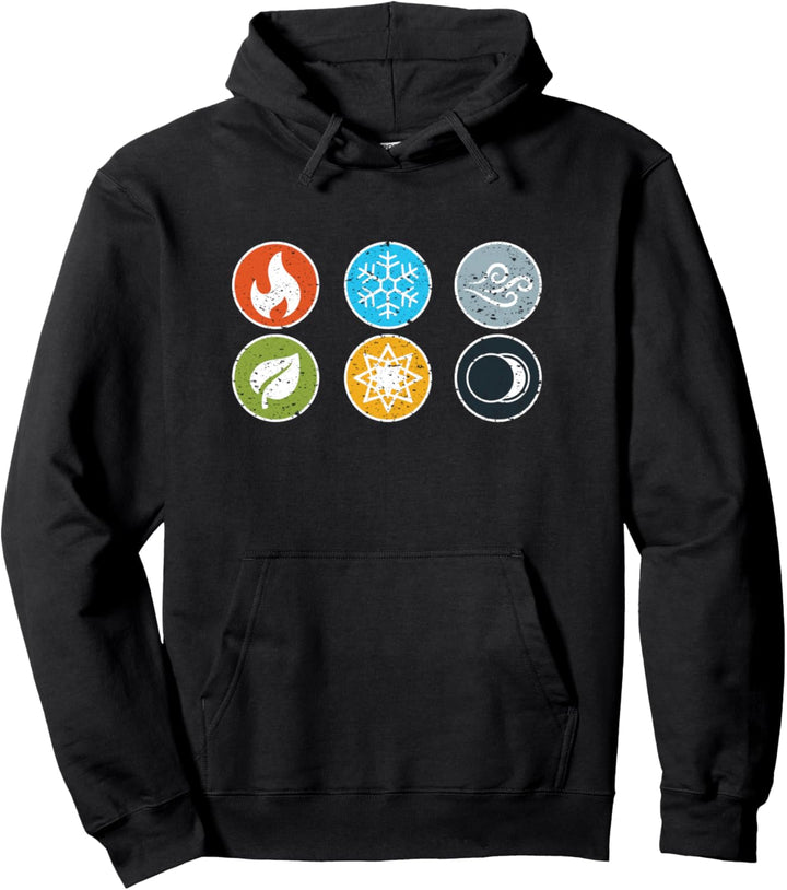 Gloomhaven-Element-Symbol-Feuer-Eis-Luft-Erdlicht-Dunkelheit Pullover Hoodie