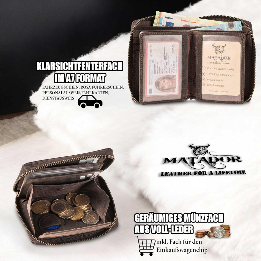 MATADOR Männer Geldbörse Leder #Granada mit edler Geschenk Box, Elegante Herren Geldbörse Leder mit
