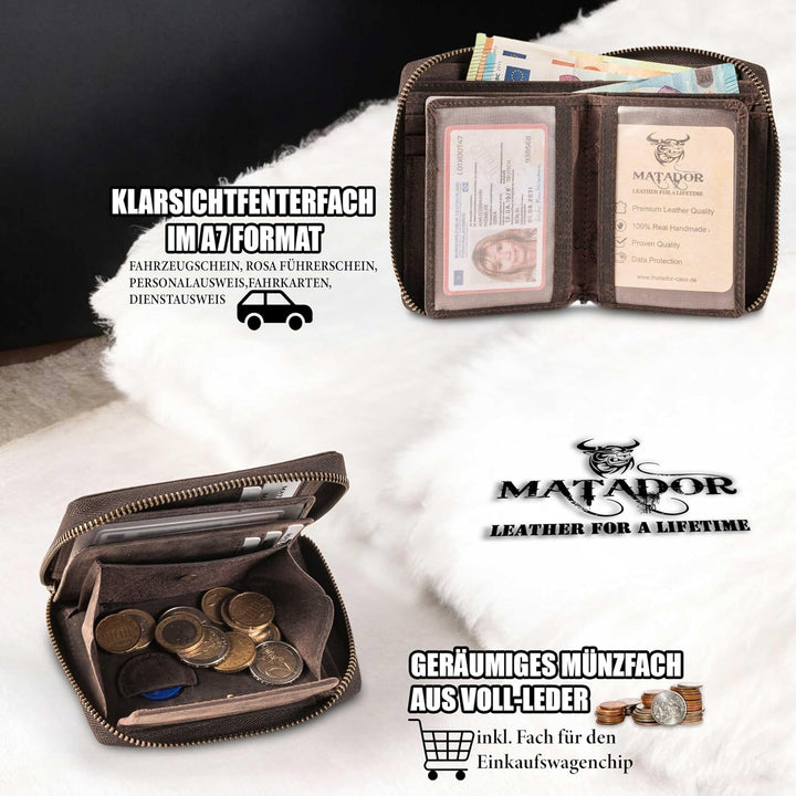 MATADOR Männer Geldbörse Leder #Granada mit edler Geschenk Box, Elegante Herren Geldbörse Leder mit