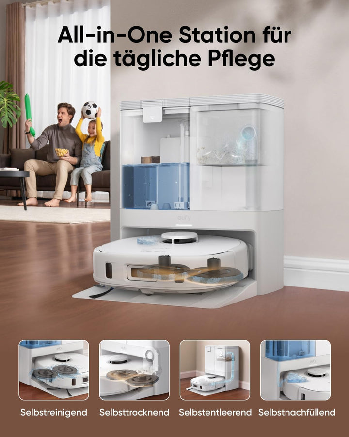 eufy Saug- und Wischroboter X10 Pro Omni, All-in-One, Weiss | Aktive Hindernisvermeidung, 8.000Pa, A