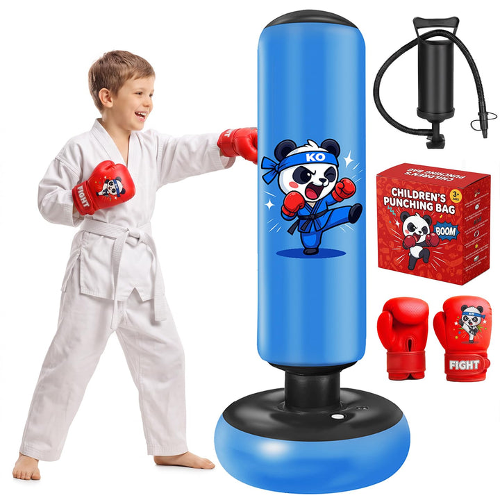 Ninonly Boxsack Stehend 130cm für Kinder mit Handschuhen und Pumpe