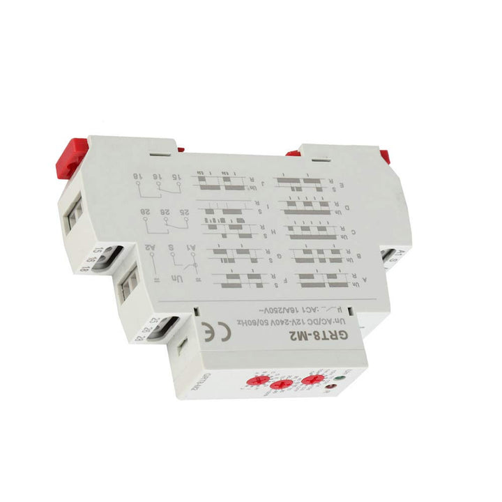 Verzögerungsrelais AC/DC 12V-240V Zeitrelais mit 10 Funktionen für DIN-Schienenmontage GRT8-M2 AC/DC