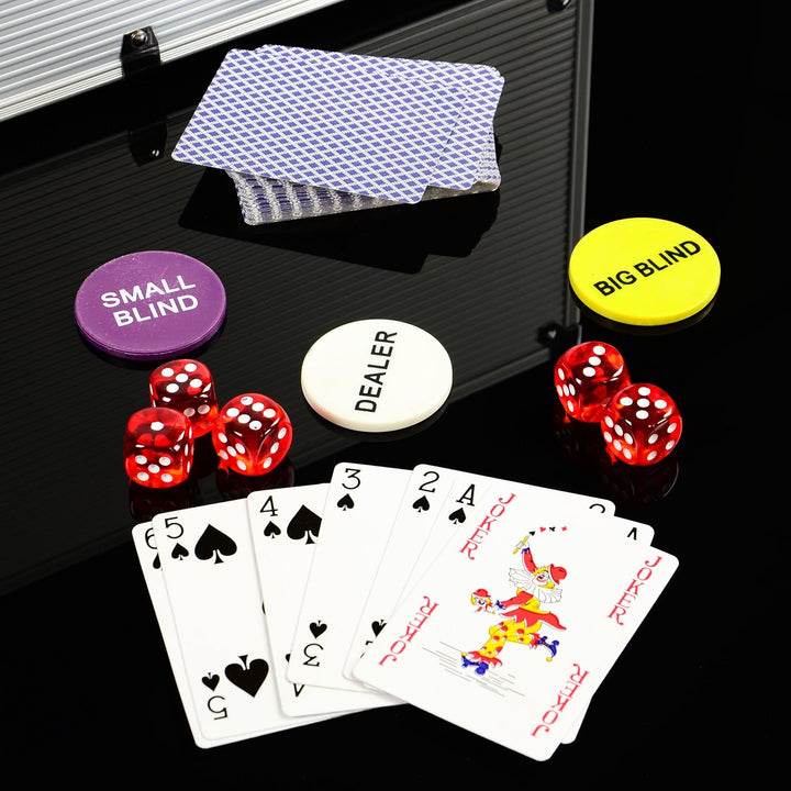 Pokerkoffer Deluxe Pokerset mit 600 Ocean Champion Chips mit Metallkern á 12 g viel Zubehör Kartenmi