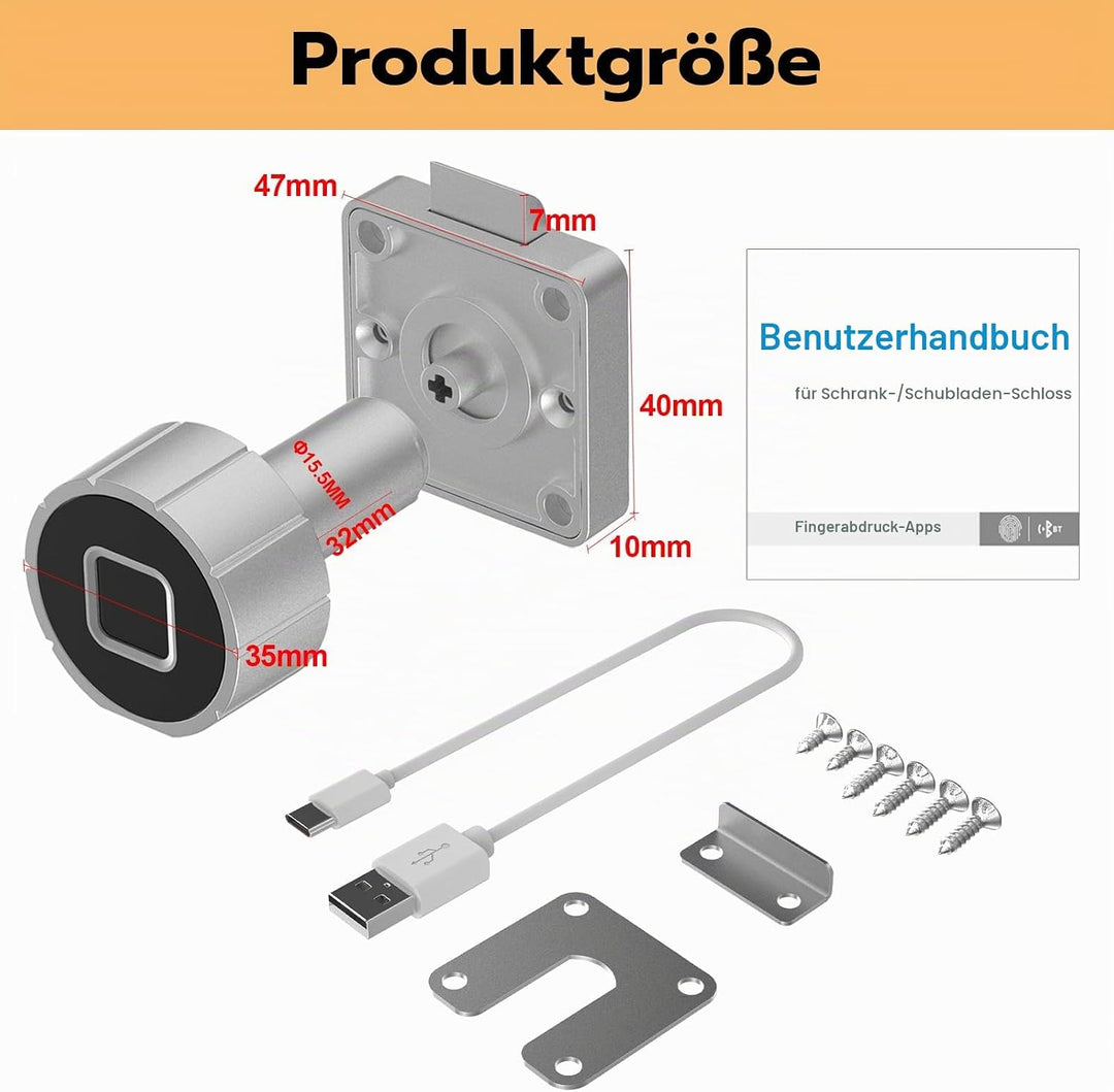 Eseesmart Fingerabdruck-Schubladen-Schloss Schrankschloss Möbelschloss Zylinder-Möbelschloss mit Fin