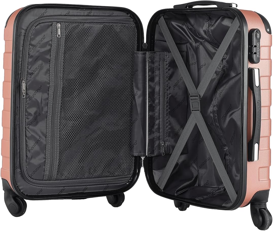 MONZANA® Kofferset Essential Hartschalen Koffer M-L-XL Gel-Griffe 4 Rollen Kantenschutz Beautycase S
