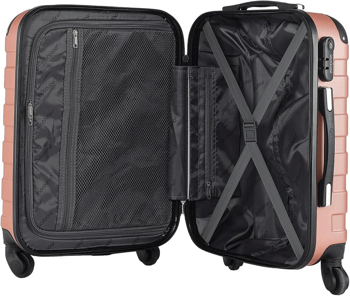 MONZANA® Kofferset Essential Hartschalen Koffer M-L-XL Gel-Griffe 4 Rollen Kantenschutz Beautycase S