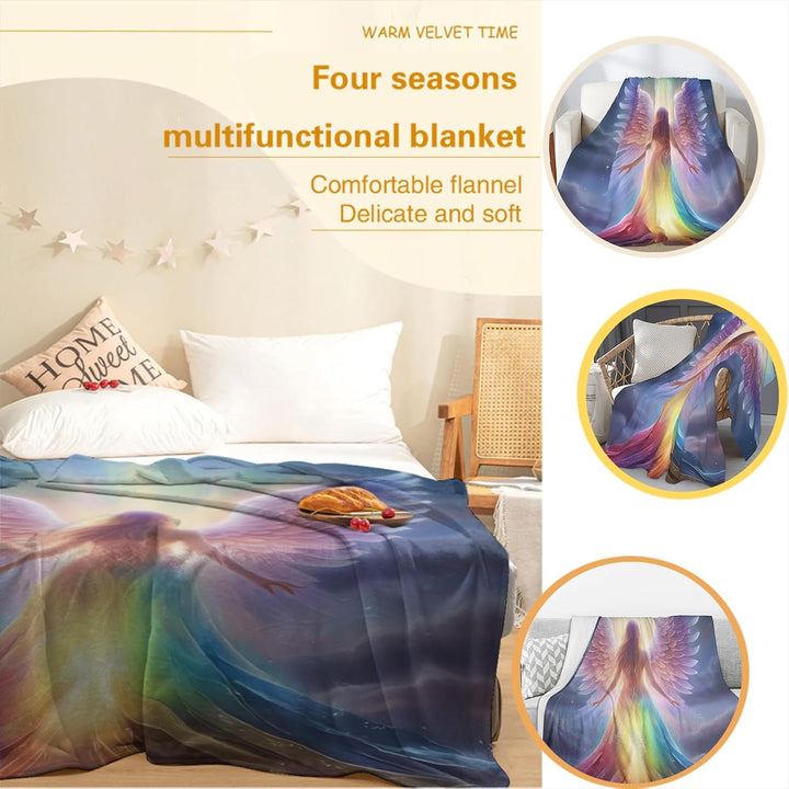 Kuscheldecke Flauschig Geschenke für Sie, 130x150 cm Engel Motiv | Fleecedecke Wohnzimmerdecke Decke