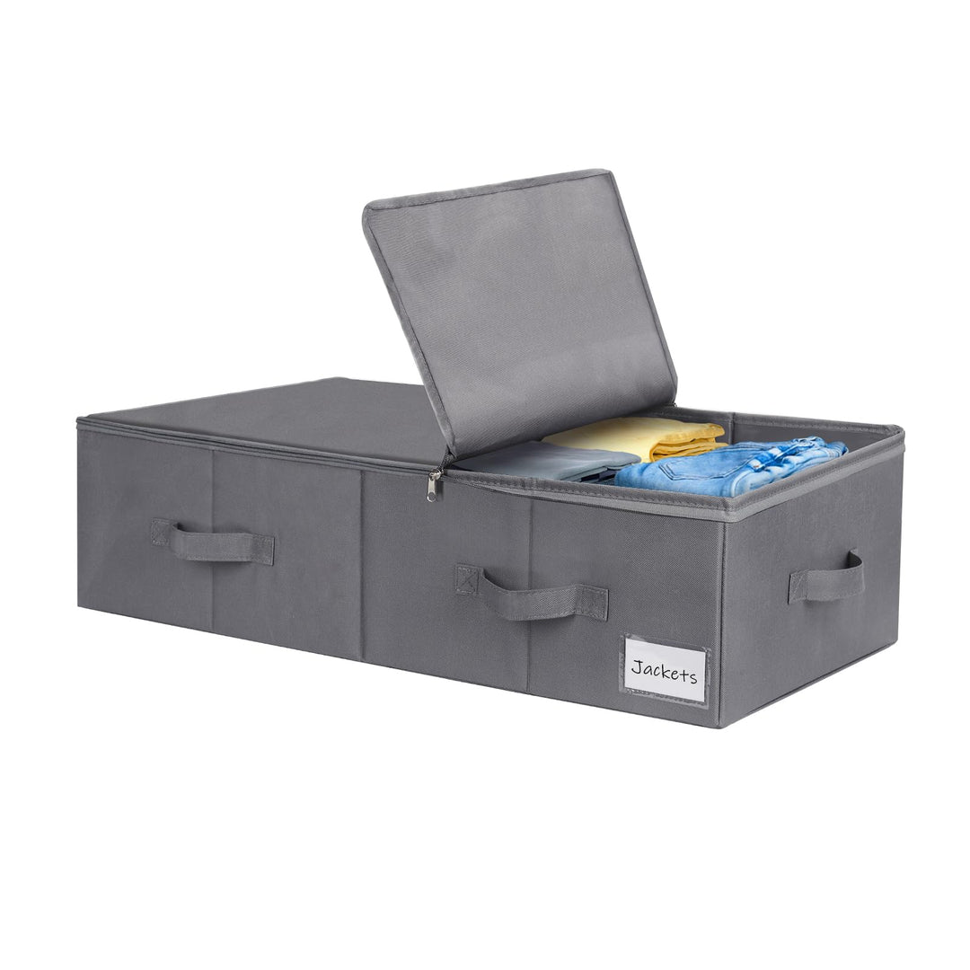 Lannvan Unterbettkommode,Unterbett Aufbewahrungsbox mit Deckel 70L,faltbare design mit 4 Verstärkte