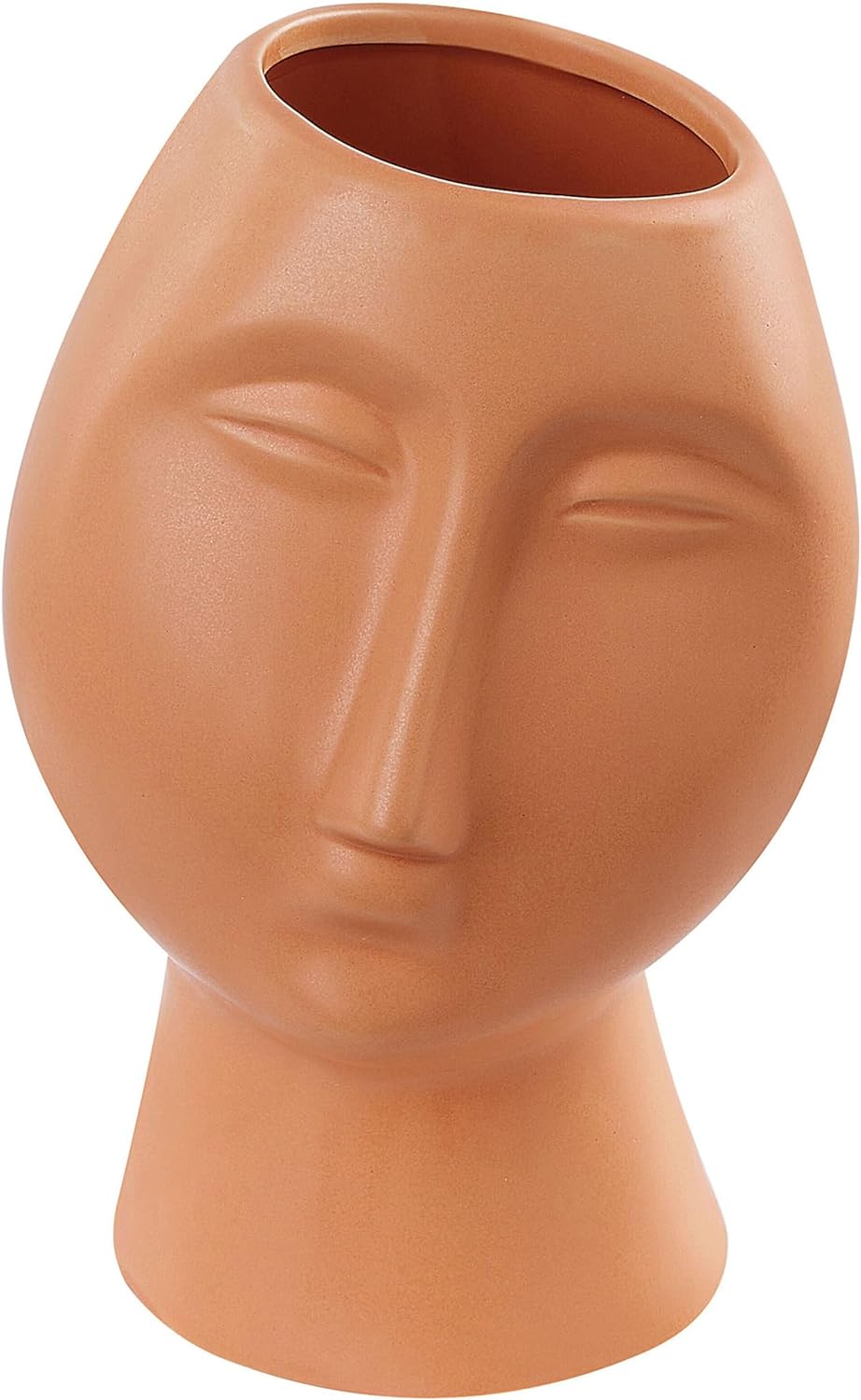 Blumenvase Keramik handgefertigt orange 24 cm Gesichtsmotiv Modern Florina