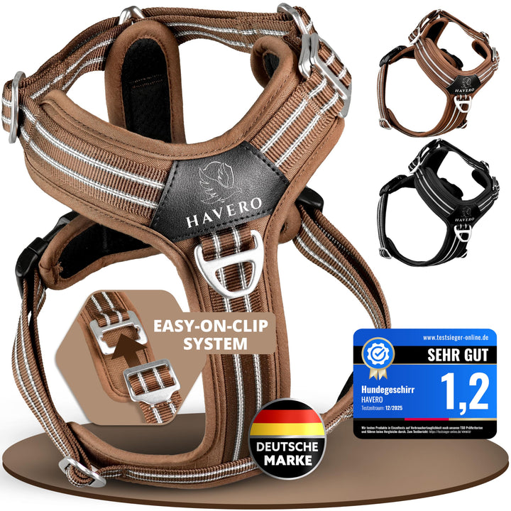 Hundegeschirr Easy-On-Clip – [Kein Überkopfziehen] | Anti-Zug Y-Geschirr Gepolstert Reflektierend At