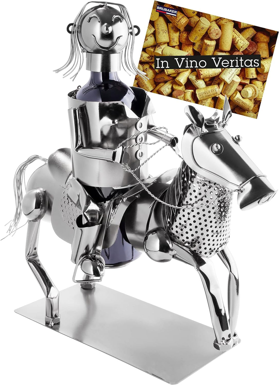 Brubaker Weinflaschenhalter Reiterin - Metall Skulptur Flaschenständer - 43 cm Metallfigur Wein Gesc