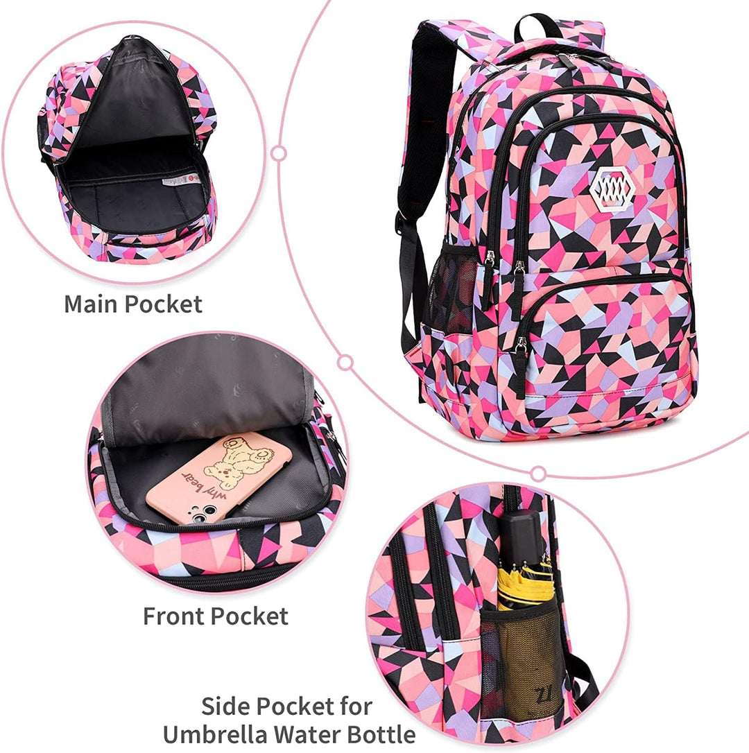 IvyH Schulrucksack Mädchen Teenager, Kinderrucksack mit Lunch-Taschen Bleistift Etui Rucksäcke Jugen