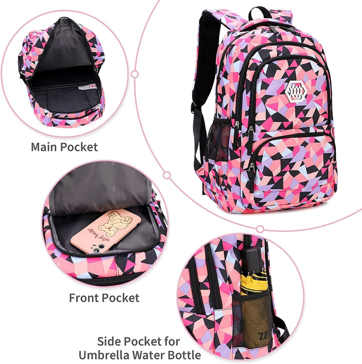 IvyH Schulrucksack Mädchen Teenager, Kinderrucksack mit Lunch-Taschen Bleistift Etui Rucksäcke Jugen