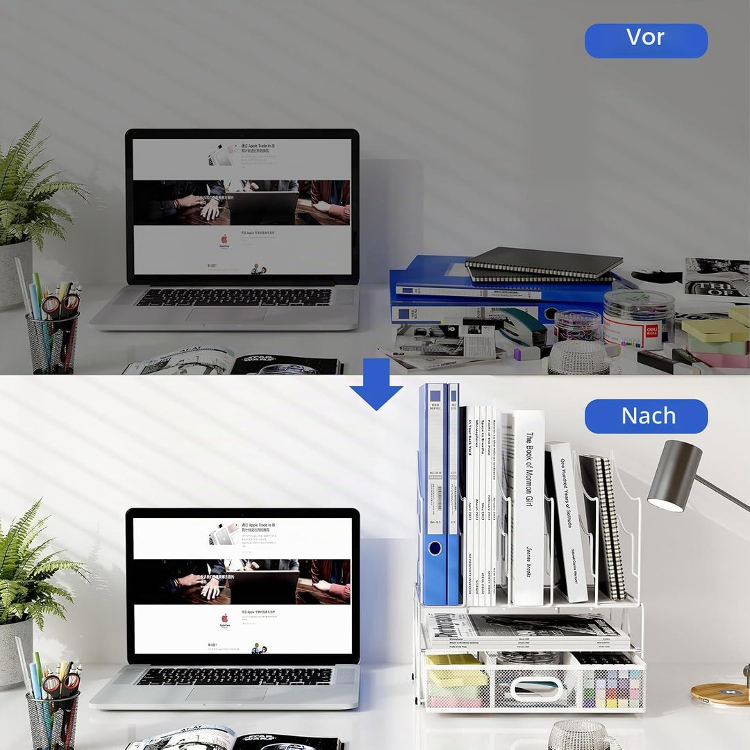 EasyPAG 6 Fächer A4 Metall Büro Schreibtisch Organizer Dokumentenhalter Aktenablage Zeitschriftenhal