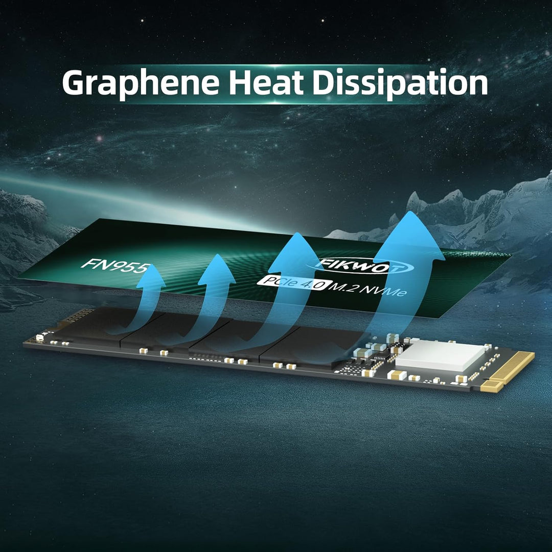 Fikwot FN955 4TB M.2 PCIe Gen4 Internes Solid State Drive mit Graphene Kühlaufkleber - Bis zu 7350 M