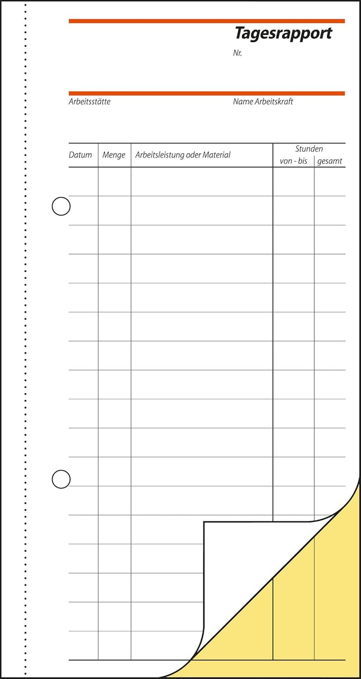 SIGEL SD024/5 Tagesrapport 10,5x20 cm, 2x40 Blatt, selbstdurchschreibend, 5er Pack 5 Stück, 5 Stück
