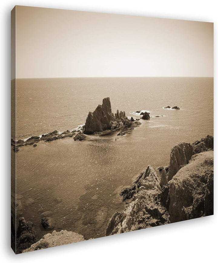 deyoli Riff in Spanien Format: 60x60 Effekt: Sepia als Leinwandbild, Motiv fertig gerahmt auf Echtho