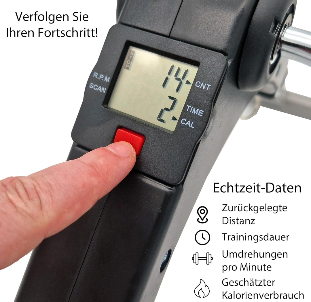 TIGA-MED Bewegungstrainer mit Computer | Einstellbarer Widerstand | platzsparend faltbar | Armtraine