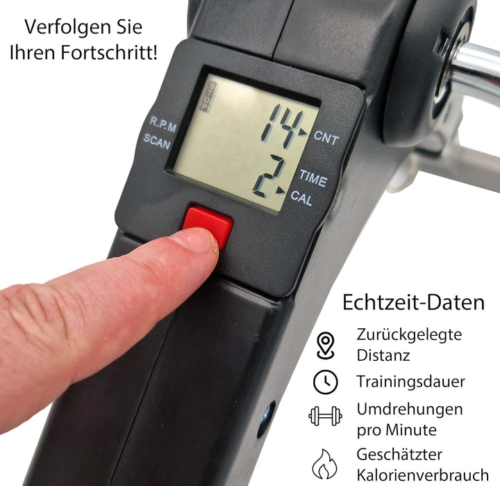 TIGA-MED Bewegungstrainer mit Computer | Einstellbarer Widerstand | platzsparend faltbar | Armtraine