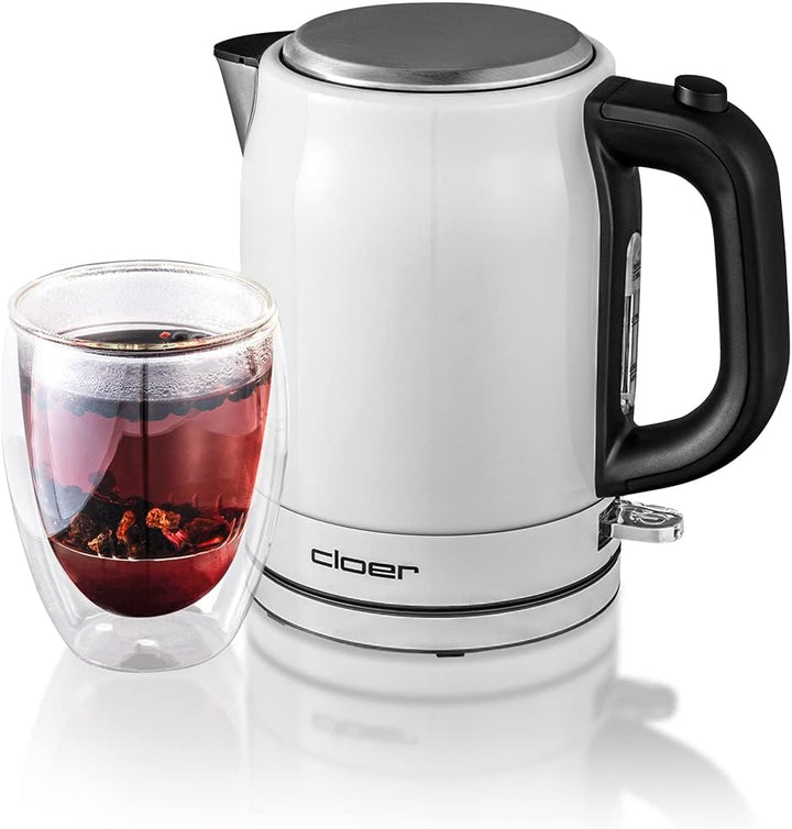 Cloer 4511 Wasserkocher Edelstahl, 2200 W, Wasserstandsanzeige, Trockengeh- und Überhitzungsschutz,