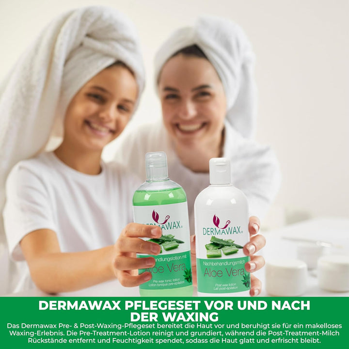 Dermawax Vor- & Nachbehandlung Set- Aloe Vera Haut Cleanser und Nachbehandlung Entfernt Wachsreste m