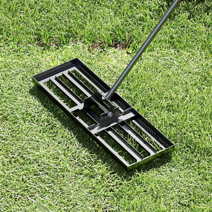 RELAX4LIFE Rasen Nivellierrechen, 75 x 25 cm, Rasenrechen Metall, Rechen Garten mit 170 cm Stiel, Le