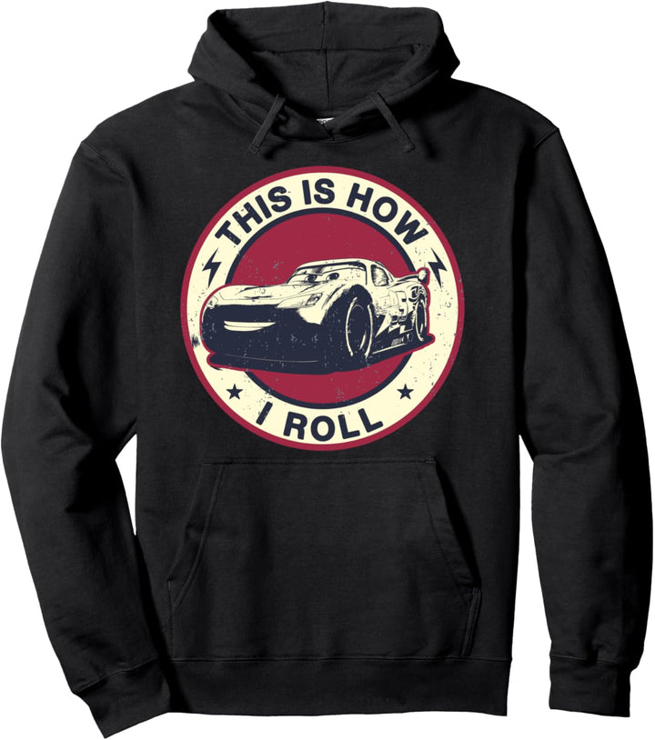 Disney Pixar Cars 2 Lightning McQueen How I Roll Circle Text Pullover Hoodie