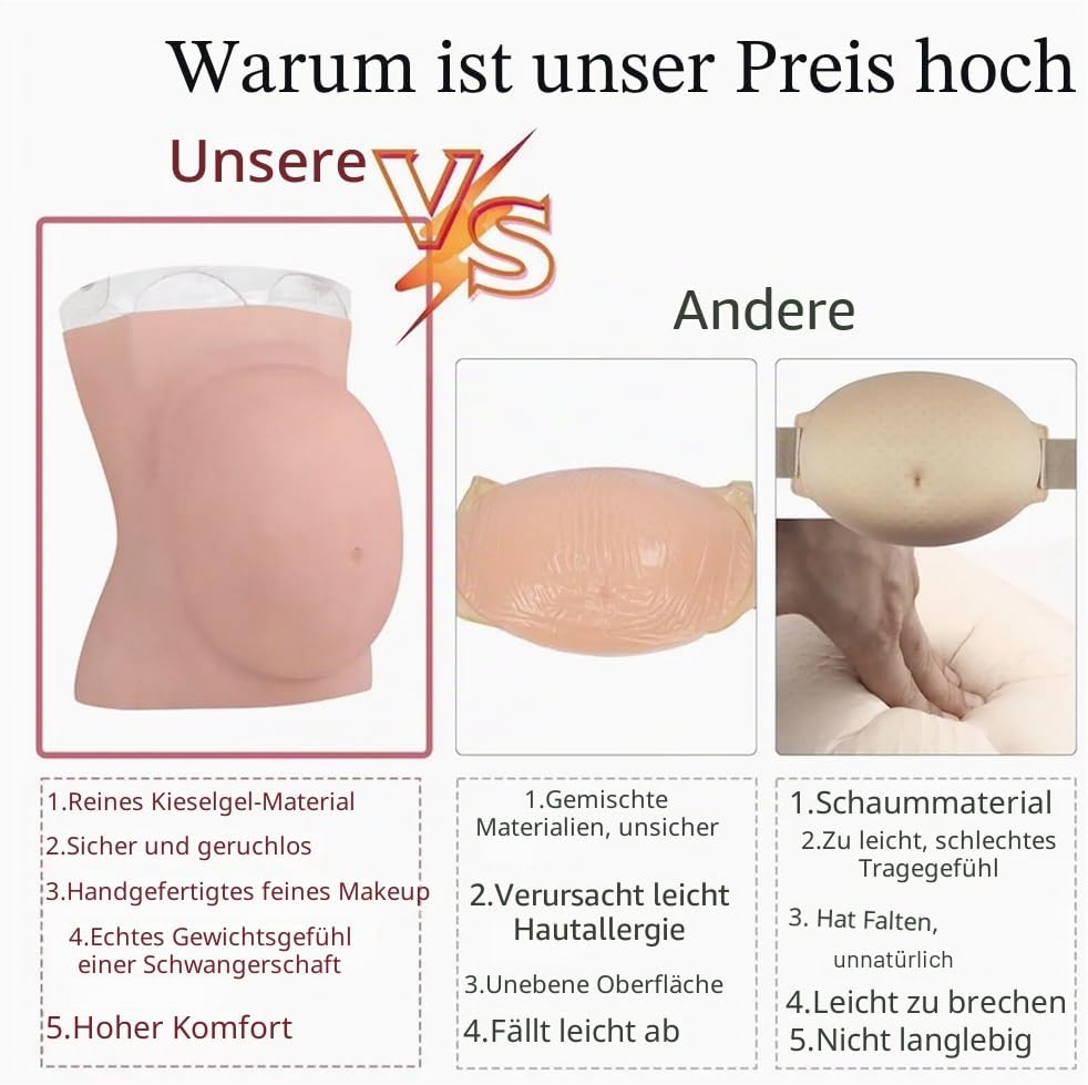 EQAIWUJIE Künstlicher Schwangerschaftsbauch aus Silikon, für Film und Fernseher, Requisiten für Cosp