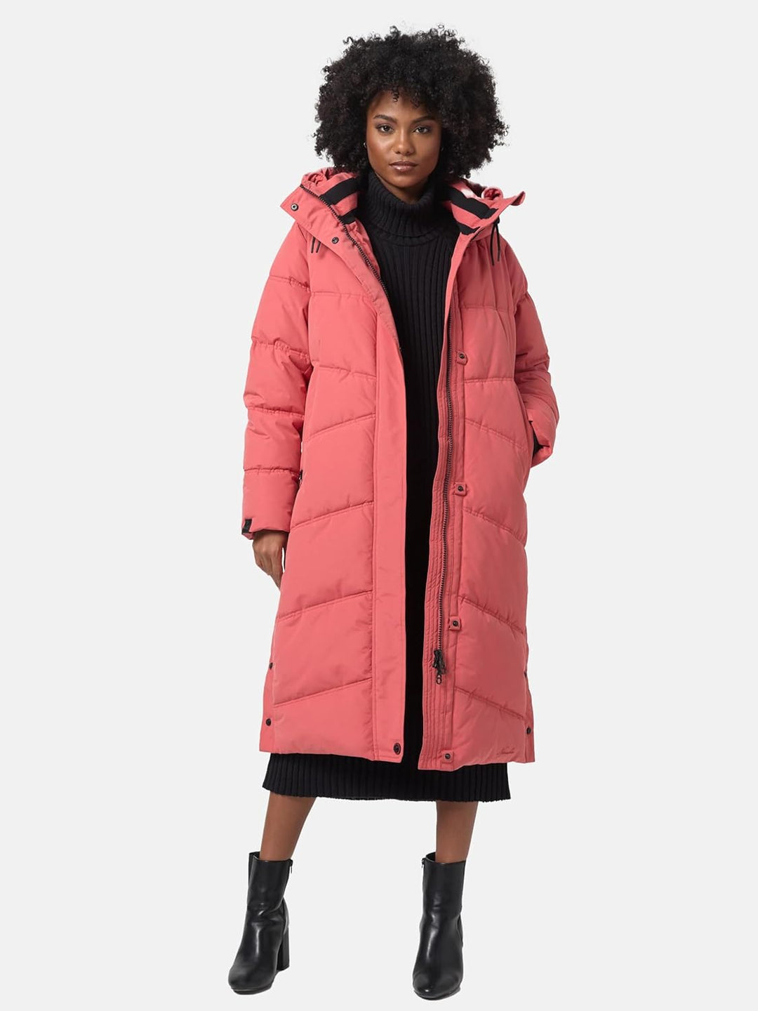Navahoo Damen Wintermantel warmer Steppmantel lang mit Kapuze Kuschelmausi S-XXL M Rouge, M Rouge