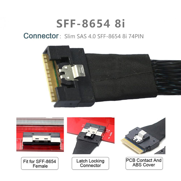 cablecc Oculink PCIe PCI-Express Datenkabel, aktiv, SFF-8611 8i auf SFF-8654 8i 8X Slimline SSD 50cm