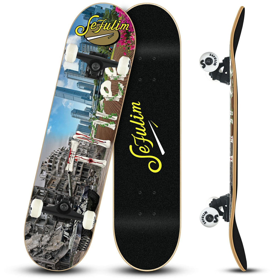 Sefulim Skateboard Adult Komplettboard 31 x 8 Zoll£¬ mit ABEC-7 Kugellager 7 Layer Ahorn f¨¹r Anf?ng