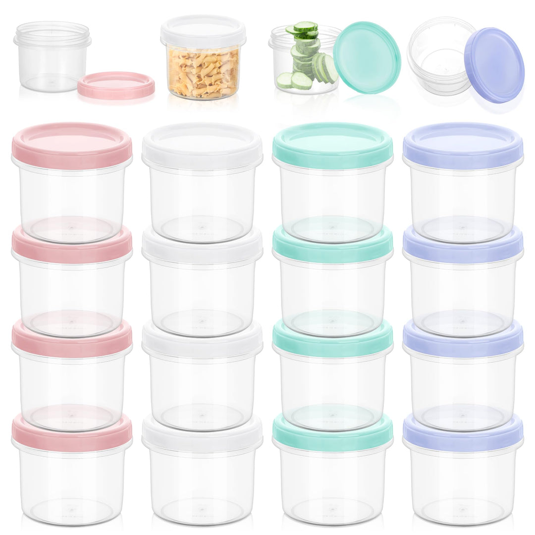 16-Pack Kleine Dosen mit Deckel Plastik, 300ML Wiederverwendbare Snackdose, Auslaufsichere Schraubve