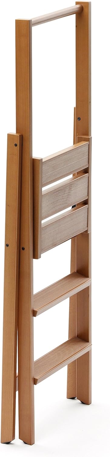 Arredamenti Italia 3-Stufen Leiter Kimora, Holz - zusammenklappbar - 3 Stufen -Farbe: Kirsche Holz A