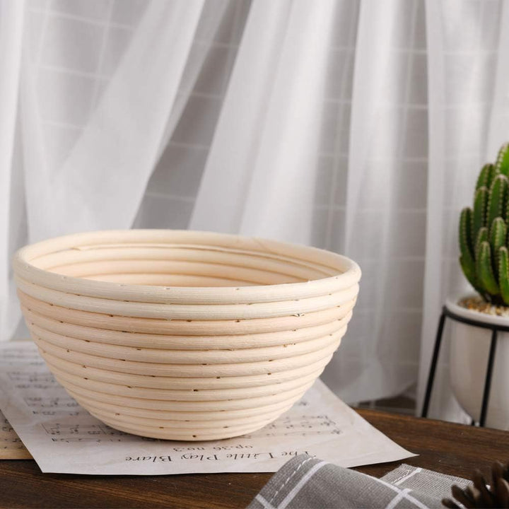 18cm Rund Gärkörbchen Banneton Brotform Korb,Handgewebter Natürlicher Rattan Gärkorb mit Leinen Line