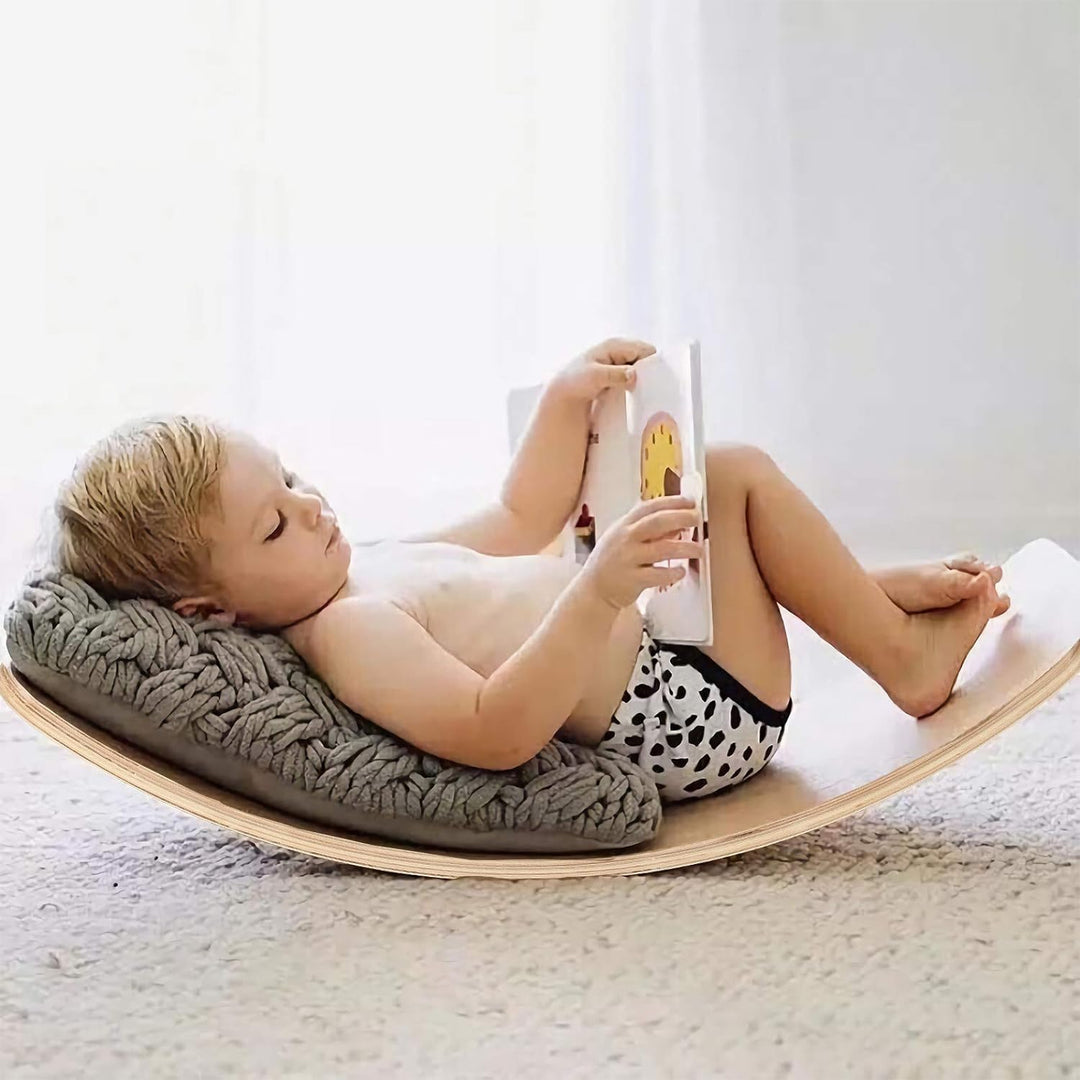 GOPLUS Balance Board Holz, Kurviges Board mit Filzunterseite, Balancierbrett für Kinder und Erwachse