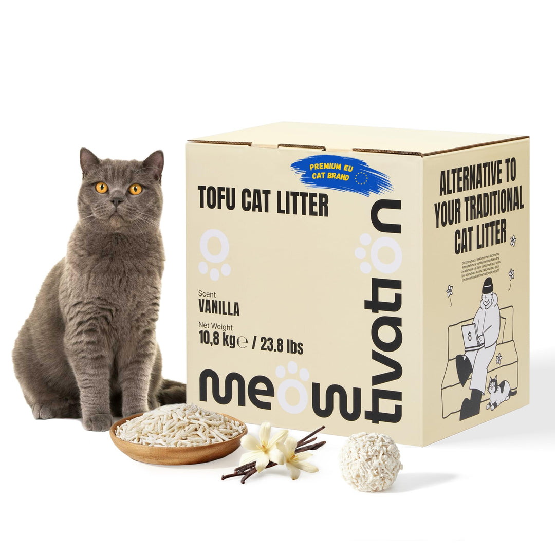 Tofu Katzenstreu 10,8 kg – Klumpend, pflanzlich aus Erbsenhülsen, 99% staubfrei, optimale Geruchskon