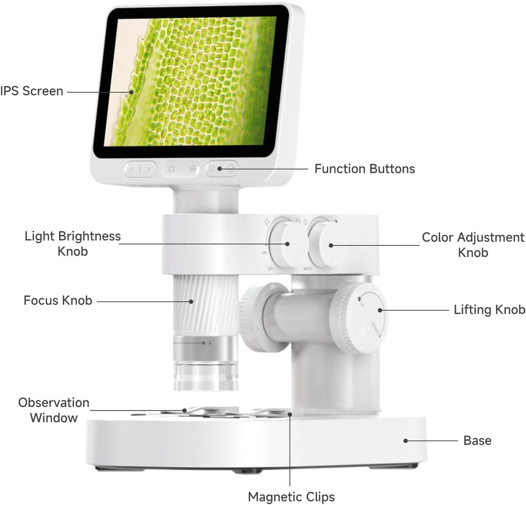BEAVERLAB 4,0" IPS digitales Mikroskop 100X-1600X, Handheld Microscope 1080P HD Taschenmikroskop WiF