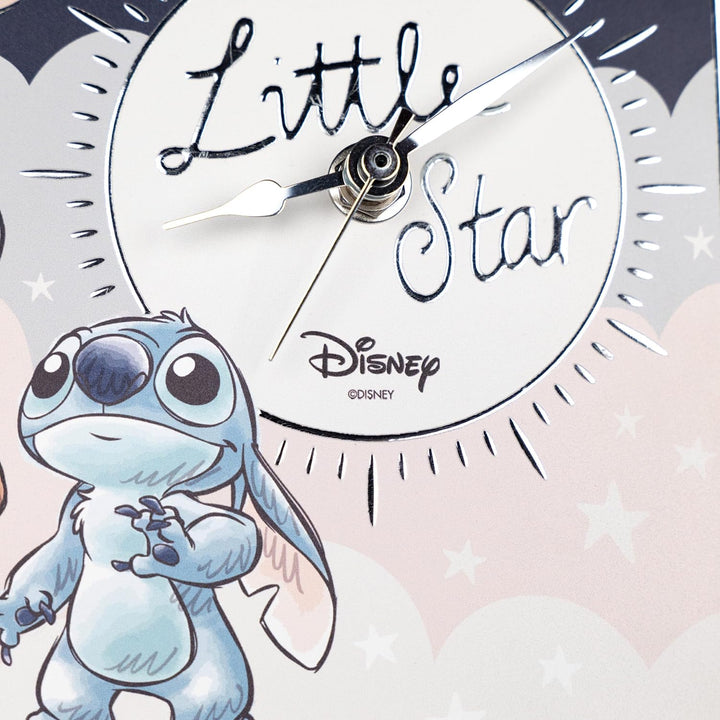 VALENTI & CO. - Disney Lilo und Stitch - Tisch- oder Hängeuhr aus Holz mit silbernen Details - Gesch