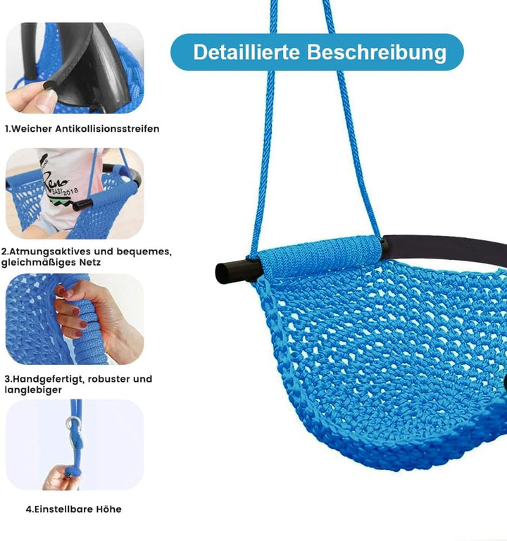 Handgestrickte Kleinkindschaukel, Schaukel für Kinder mit verstellbaren Seilen, Robustes, sicheres S