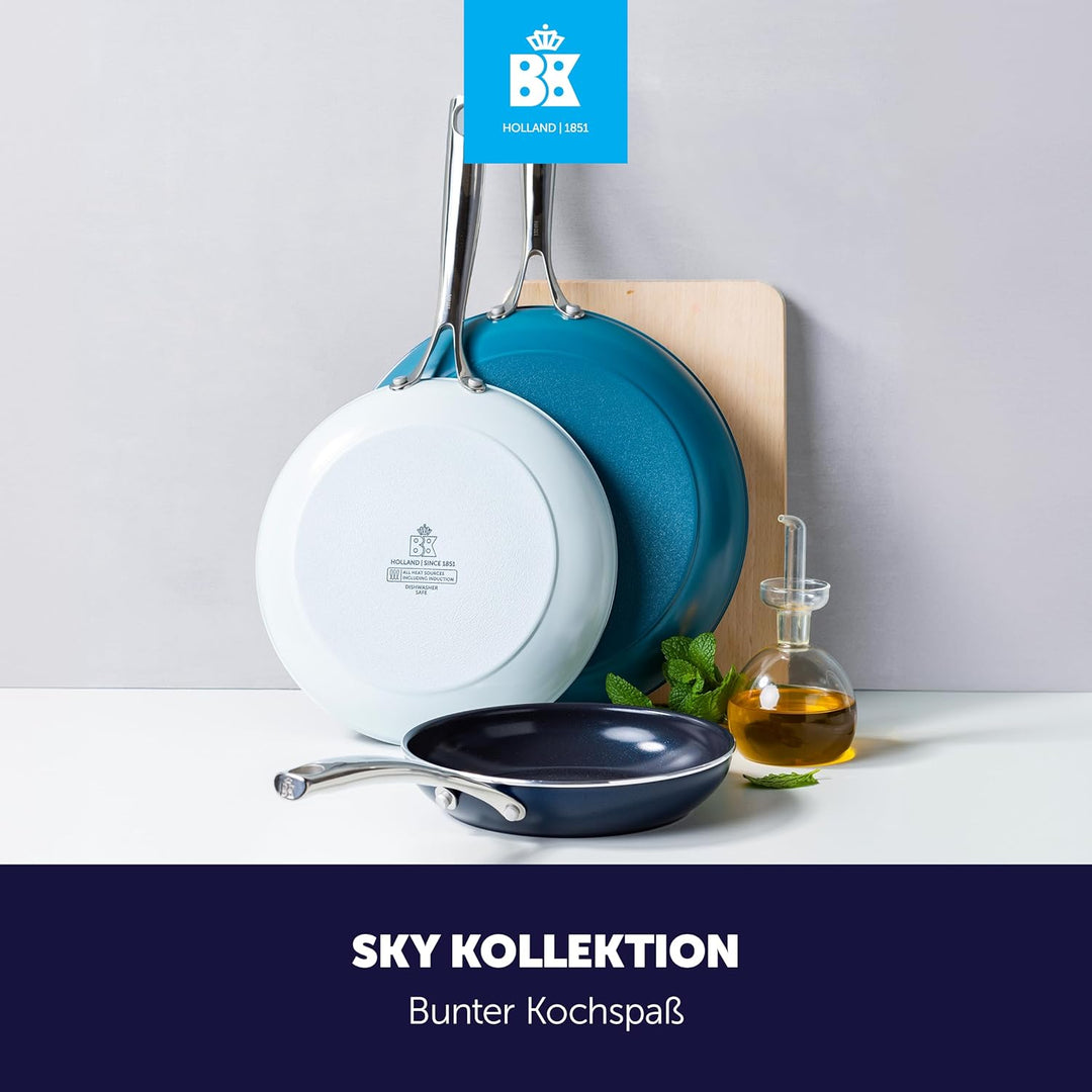 BK Sky Keramik-Antihaft-Pfannenset, 3-teilig, Ø 20/24/28 cm, PFAS-frei, Induktionsgeeignet, Backofen