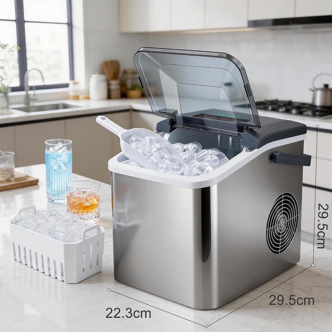 Eismaschine, 2 Grössen an Kugeleis aus Edelstahl Tisch-Eismaschine - Silber | Eismaschine mit täglic