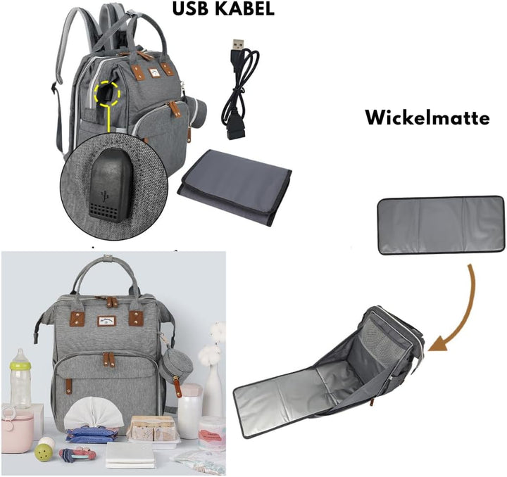Generisch Wickeltasche Rucksack mit Wickelunterlage, wasserabweisend, mit isolierten Flaschenhaltern