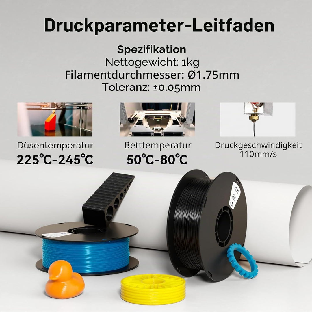 kexcelled TPU 95A Filament, Flexibel und Weich, Hervorragende Elastizität, 1,75mm 1kg Spule Rolle, 3