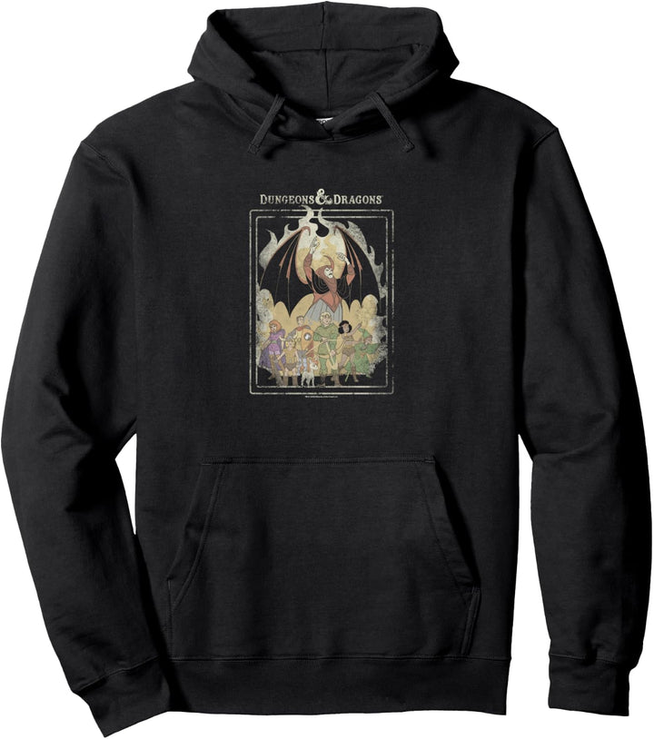 Dungeons &amp; Dragons Group Shot Retro Flames Pullover Hoodie