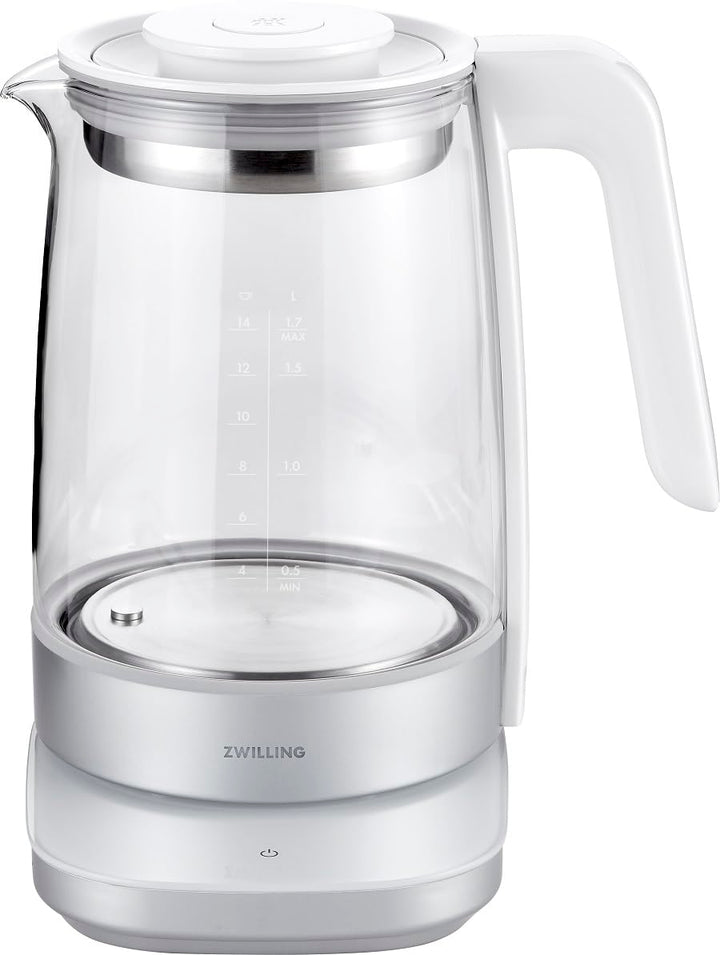 ZWILLING ENFINIGY Wasserkocher aus Glas mit Teesieb & Temperatureinstellung & Teetimer, 185o Watt, 1