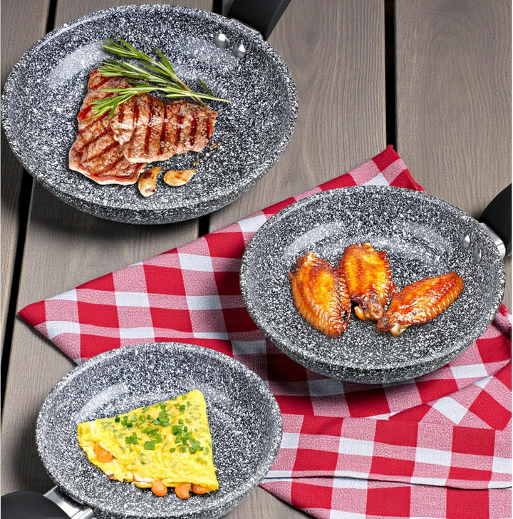 EliteHoff Pfannenset Induktion 3-teilig (16/18/20 cm), Induktionspfannen-Set, Aluminiumguss mit Anti