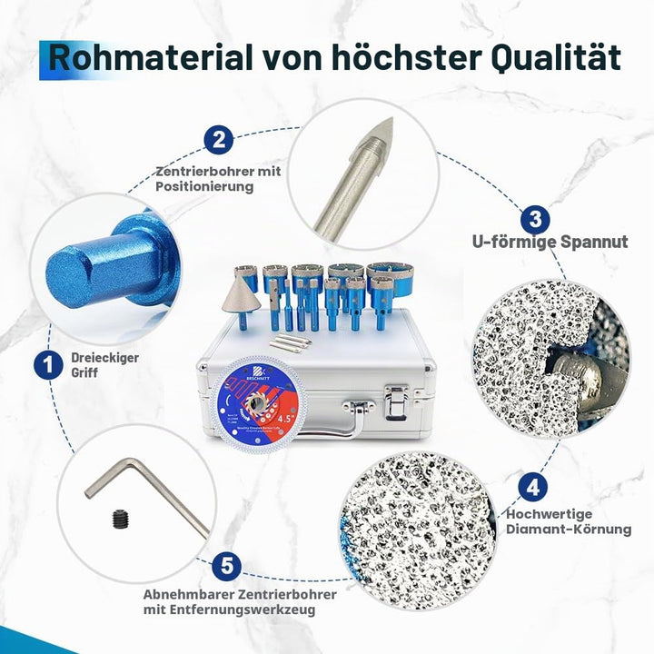 Diamant Fliesenbohrer set - Diamantbohrer Lochsäge für Fliesen Porzellan Keramik Marmor Granit Bohru