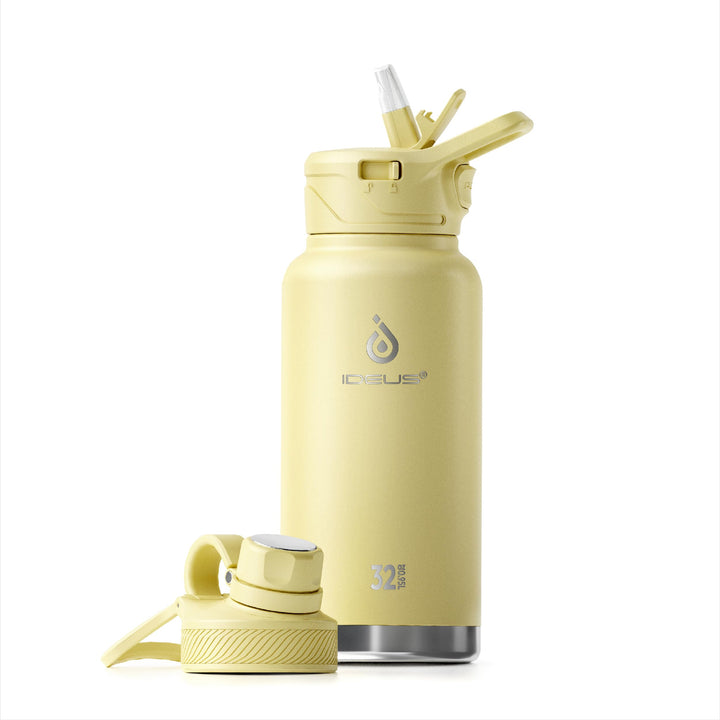 IDEUS Vakuumisolierte Wasserflasche, 32 Oz (950 ml) Edelstahl Doppelwand Flasche Metall Sport Kantin