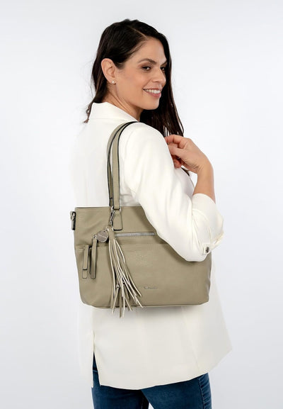 Tamaris Shopper Adele 30476 Damen Handtaschen Uni Einheitsgrösse Khaki 910, Einheitsgrösse Khaki 910