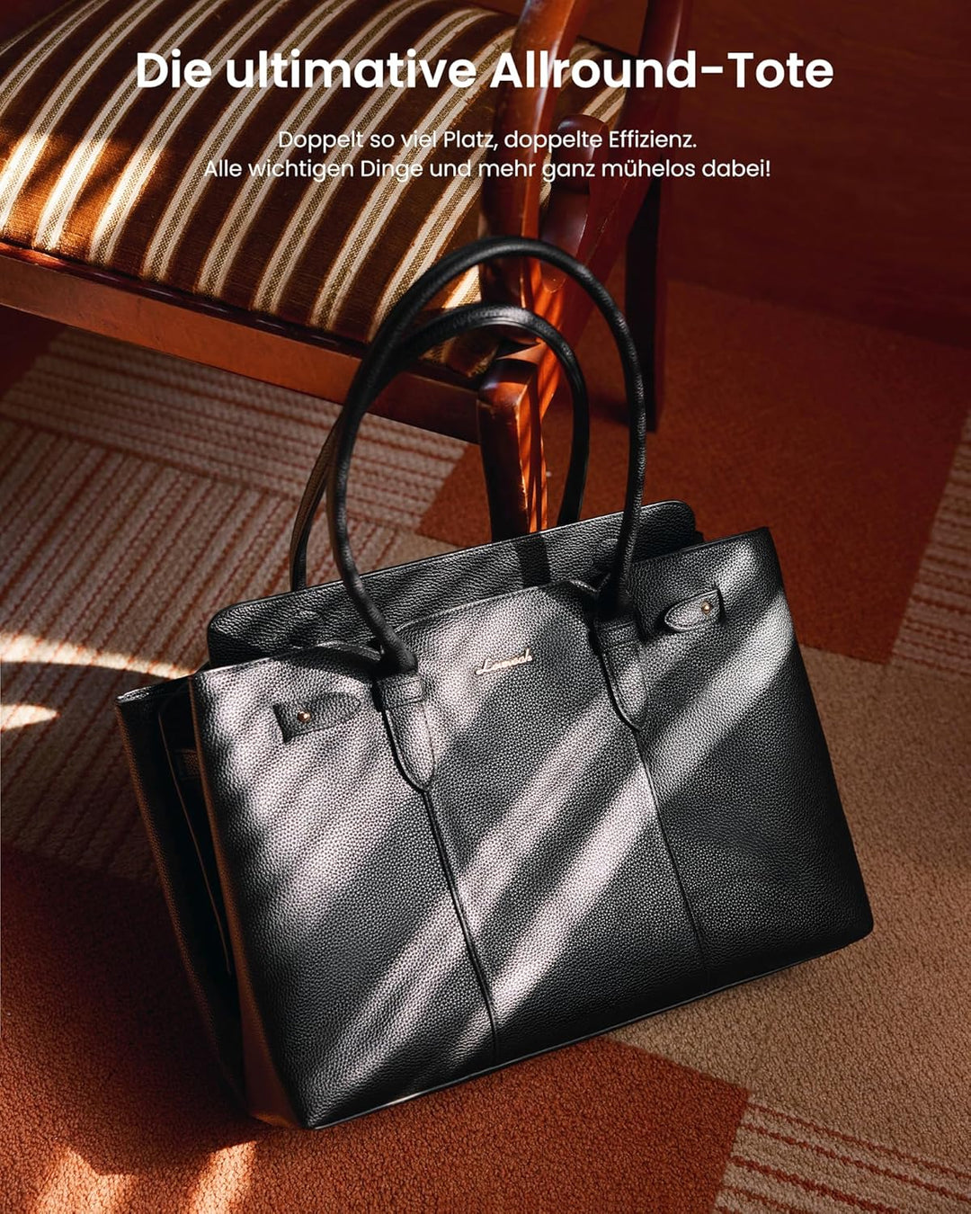 LOVEVOOK Handtasche Damen Gross, 15,6 Zoll Laptoptasche Arbeitstasche Elegant, Shopper Tasche Tote B